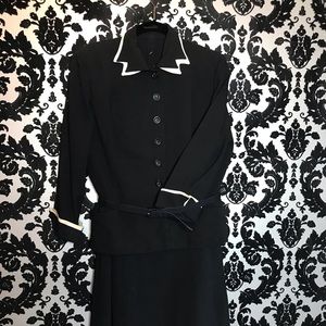 Vtg. Black 1940-50’s Linen Suit